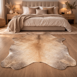Large Brown/Beige Cowhide Rug | Pale Brown Cowskin | Large Hair on Hide