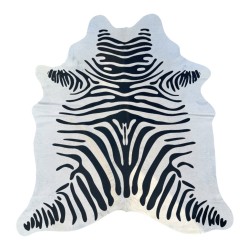 Large Printed Zebra Cowhide Rug| Large Black & White Zebra Cow Hide Rug