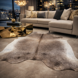Peau de vachette marron/beige triple XL | Tapis en peau de vachette géant | Peau de vachette énorme