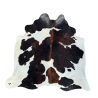 Tapis en peau de vache marron foncé et blanc | Tapis gain de place en peau de vache marron et blanc