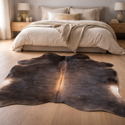 Grande peau de vache naturelle brune | Tapis en peau de vache brune | Poils bruns sur la peau |