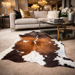 Extra Large Brown & off- White Cowhide Rug | X/Large Natural Cow Hide