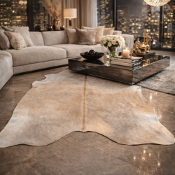 Double XL Brown/Beige Cowhide Rug | Pale Brown Cowskin | XXL Cowhide |