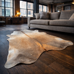 Double XL Brown/Beige Cowhide Rug | Pale Brown Cowskin | XXL Cowhide |