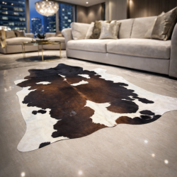 Tapis en peau de vache marron et blanche | Peau de vache marron et blanche | Peaux de vache |