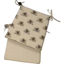 Cuscino per Sedia Piccolo Pug Reversibile e Affusolato | Set di 2, 4, 6 o 8 Cuscini per Sedia