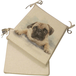 Großes Pug Wendbares Sitzkissen | Set mit 2, 4, 6 oder 8 Stuhlkissen