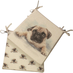 Großes Pug Wendbares Sitzkissen | Set mit 2, 4, 6 oder 8 Stuhlkissen