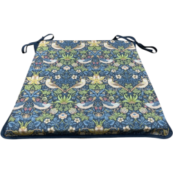 Cuscino per Sedia con Seduta Affusolata Strawberry Thief Navy | Cuscini per Sedie con Stampa William Morris