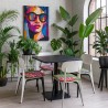 Coussin d'assise conique à motif de feuilles tropicales | Coussins d'assise multicolores modernes |