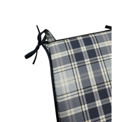 Highland Check Denim Tapered Seat Pads | Checked Tapered Chair Pads