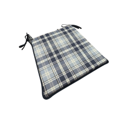 Highland Check Denim Tapered Seat Pads | Checked Tapered Chair Pads