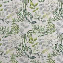 Green & Grey Floral Fabric | Patterned Fabric | Foliage Printed Fabric