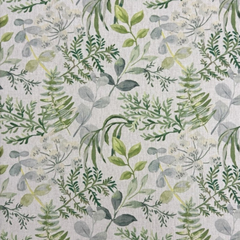 Tessuto Floreale Verde & Grigio | Tessuto Fantasia | Tessuto Stampato con Fogliame