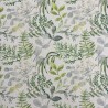Tissu fleuri vert et gris | Tissu à motifs | Tissu imprimé feuillage