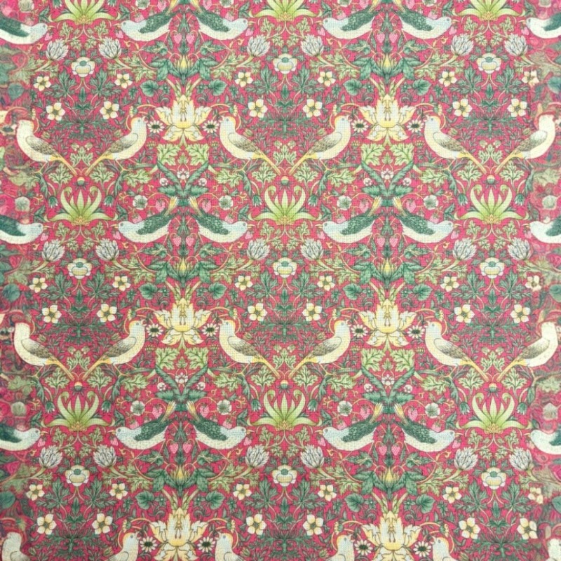 Tessuto Strawberry Thief Crimson | Tessuto William Morris | Tessuto Rosso