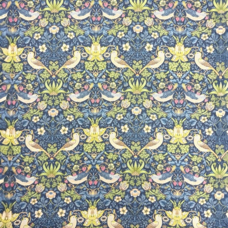 Tessuto Navy Strawberry Thief | Tessuto William Morris | Tessuto Stampato Blu