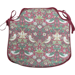 Strawberry Thief Crimson Spindle Seat Pad | Floral Spindle Chair Pads