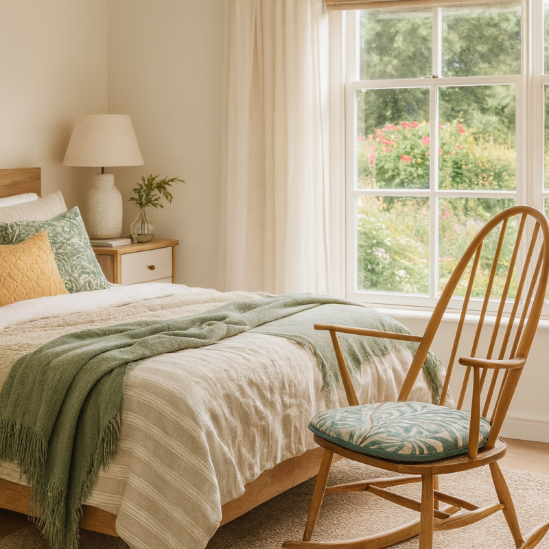Spindle Seat Pad Willow Bough Seaspray Tapestry | Blue Green Chair Pad