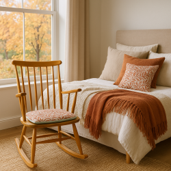 Spindle Seat Pads Willow Bough Rust | Red Patterned Spindle Seat Pads