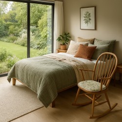 Cuscini per sedie a fuso floreali verdi e grigi | Cuscini per sedie a fuso con foglie verdi