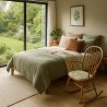 Coussins de chaise à fuseaux à motifs floraux verts et gris | Coussins de chaise à fuseaux à motifs de feuilles vertes