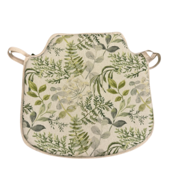 Coussins de chaise à fuseaux à motifs floraux verts et gris | Coussins de chaise à fuseaux à motifs de feuilles vertes