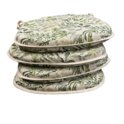 Coussins de chaise à fuseaux à motifs floraux verts et gris | Coussins de chaise à fuseaux à motifs de feuilles vertes