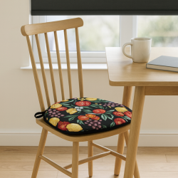 Coussin de chaise à fuseaux à motif de fruits noirs | Coussin de chaise à fuseaux à motif de fruits