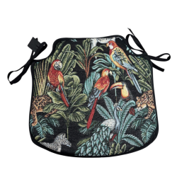 Black Rainforest Tapestry Spindle Seat Pad | Tapestry Spindle Chair Pad