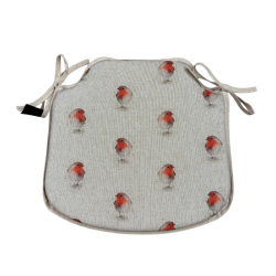 Red Robin Spindle Shaped Seat Pads | Robin Print Spindle Chair Pads |