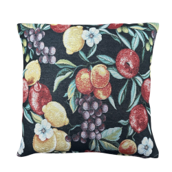 Black Fruits Tapestry Sofa Cushions | Fruit Patterned Tapestry Cushions
