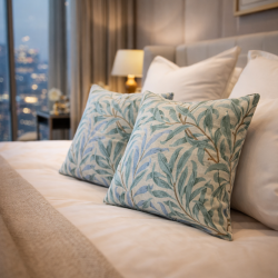 Coussins en tapisserie à motifs Willow Bough Seaspray | Coussins en tapisserie à motifs