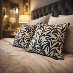 Coussins en tapisserie bleu azur à motif de branches de saule | Coussins en tapisserie à motifs bleus