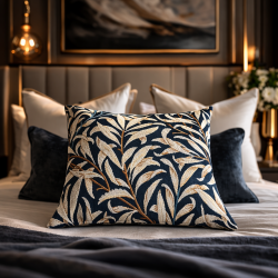 Coussins en tapisserie bleu azur à motif de branches de saule | Coussins en tapisserie à motifs bleus