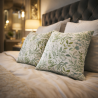 Green & Grey Floral Cushions | Modern Flower Cushions | Flowery Cushions