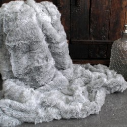 CLEARANCE! Vecchia Coperta in Finta Pelliccia di Frassino | Coperta da Divano in Finta Pelliccia Grigio Chiaro