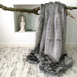 CLEARANCE! Coperta in finta pelliccia di koala con base nera | Coperta da divano in finta pelliccia grigia