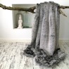 CLEARANCE! Coperta in finta pelliccia di koala con base nera | Coperta da divano in finta pelliccia grigia