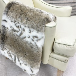 SVENDITA! Copriletto in Finta Pelliccia di Lince Beige | Copriletto con Stampa Animalier