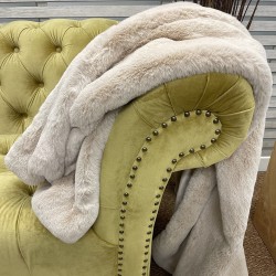 CLEARANCE! Richmond Beige Faux Fur Bed Runner | Beige Fur Bed Runner