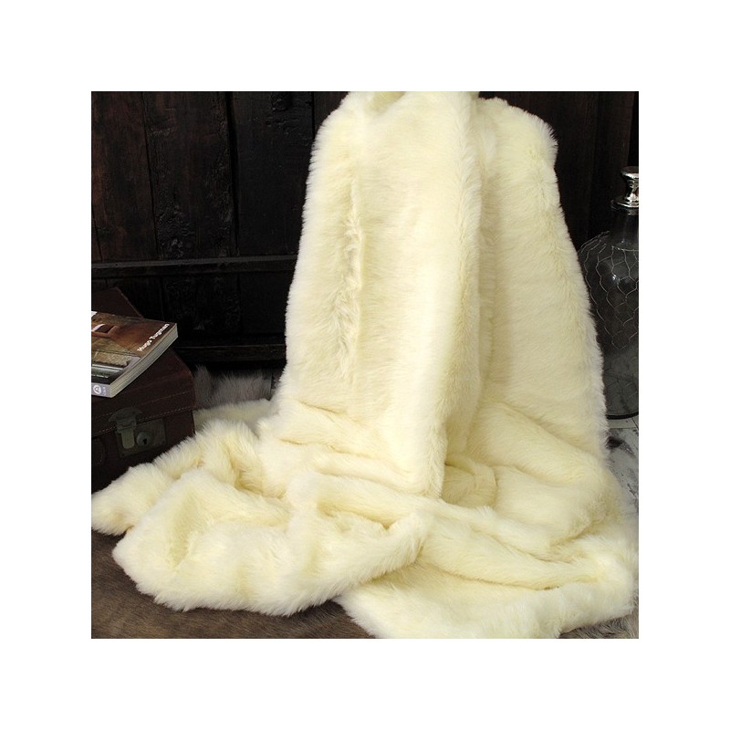 CLEARANCE! Coperta in finta pelliccia di orso polare crema | Coperta da divano in pelliccia crema