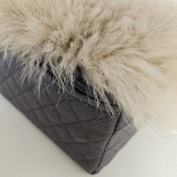 Genuine Sheepskin Pet Bed. Long Haired Orthopaedic Dog Bed - Large, Oyster