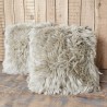 Pair Of Oyster Long Haired Genuine Sheepskin Cushions
