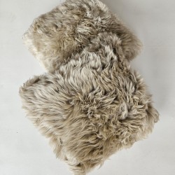 Pair Of Long Haired Genuine Sheepskin Cushions 40cm Oyster