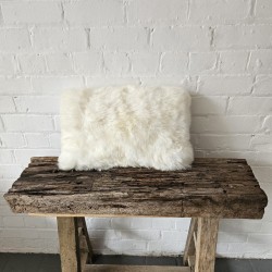 Two Real Sheepskin Rectangular Cushions Cream 30x50cm