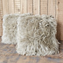 Due cuscini in vera pelle di pecora beige chiaro 50 cm
