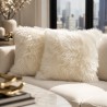 Pair Of Ivory Real Sheepskin Square Cushions 50cm