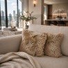 Paire de coussins décoratifs en véritable peau de mouton taupe, 50 cm