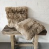Pair Of Taupe Genuine Sheepskin Throw Pillows 50cm